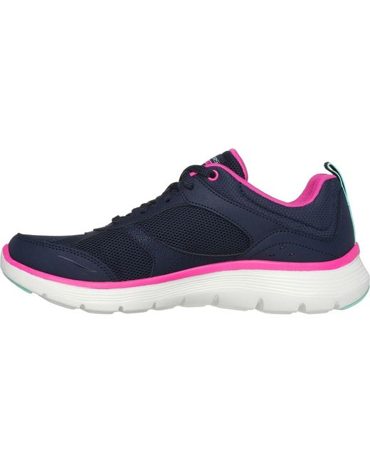 Flex Appeal 5.0 Fresh Touch Sneakers Da Donna In Pelle Blu Scuro/Rosso Acceso - EUR 36 di Skechers in Blue