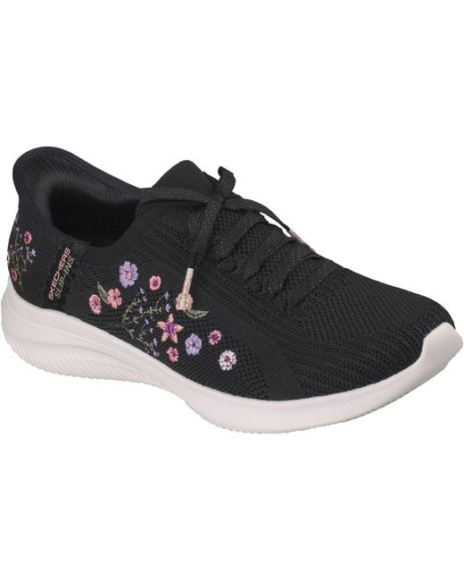 Skechers Black Ultra Flex 4.0 Sweet Petals Textile Knit/Multi Trim Trainers