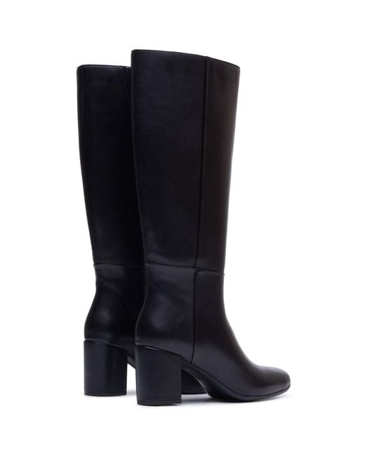 Hush Puppies Black Oprah Long Leather Heeled Knee High Boots