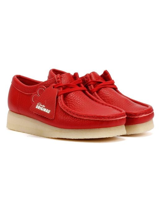 Clarks Red Wallabee Leather Shoes