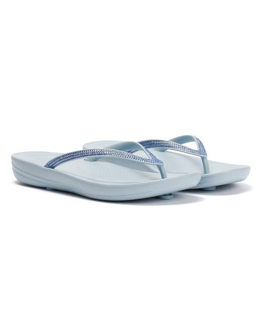 Fitflop Blue Iqushion Sparkle Cloudy Flip Flops