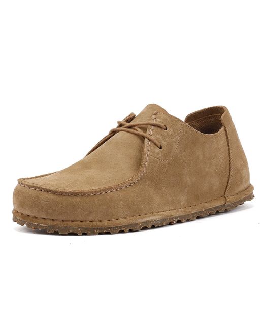 Birkenstock Utti Suède Bruine Veterschoenen in het Natural voor heren