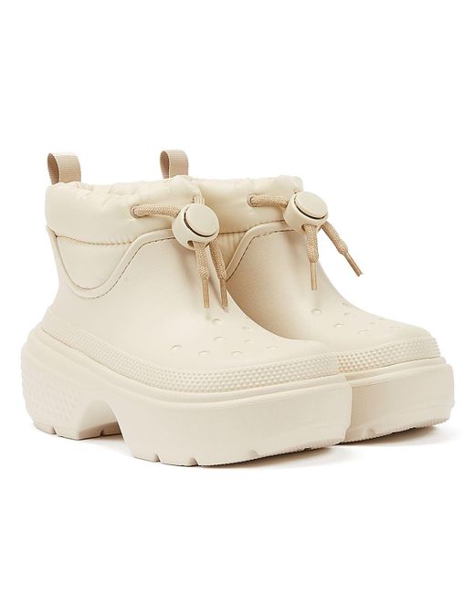 CROCSTM White Stomp Puff Boot Stucco Women's Off Boots