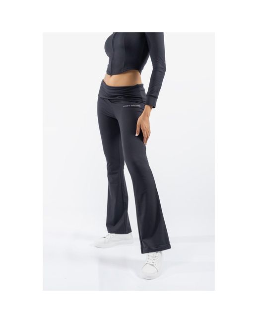 Juicy Couture Black Roll Down Flare Nylon Track Pants