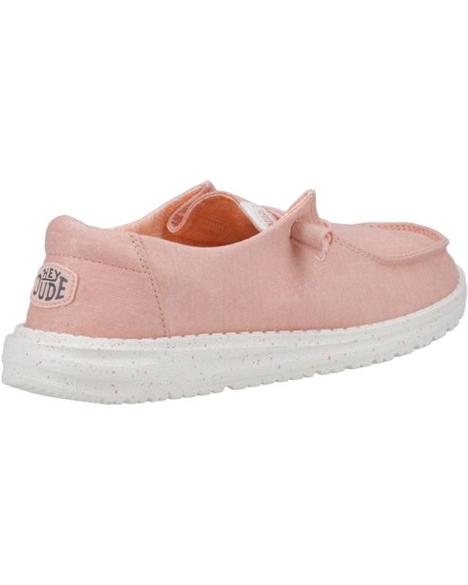 HeyDude Pink Wendy Canvas 100% Cotton Shoes