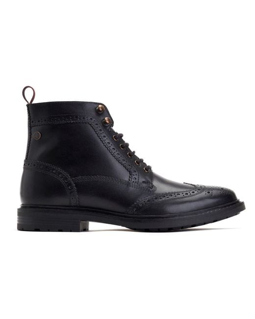 Base London Black Dealer Leather Ankle Boots for men