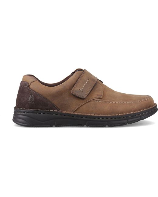 Hush Puppies Brown Forde Touch Fastening Leather Loafers for men