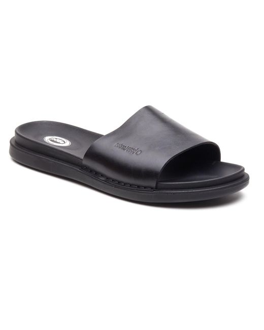Base London Gray Albany Leather Slides for men
