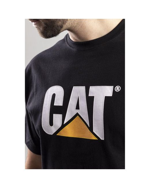 Caterpillar Black Trademark Logo Cotton T-Shirt for men