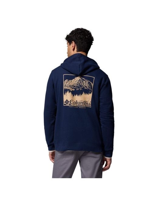 Columbia Blue Trek Graphic Hoodie Cotton Hooded Sweatshirt for men