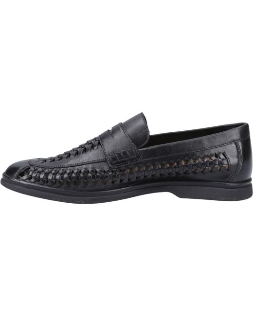 Hush Puppies Black Bowie Leather Loafers for men
