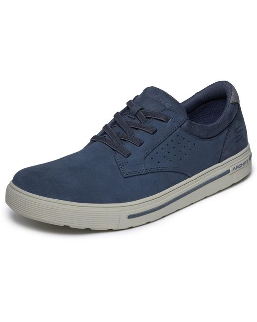 Skechers Blue Arch Fit Solano 2.0 Rey Leather Suede Lace-Up Shoes for men