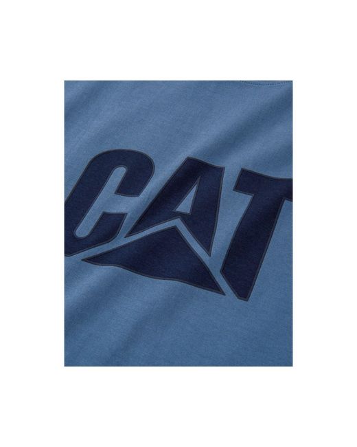 Caterpillar Blue Trademark Logo Cotton T-Shirt for men