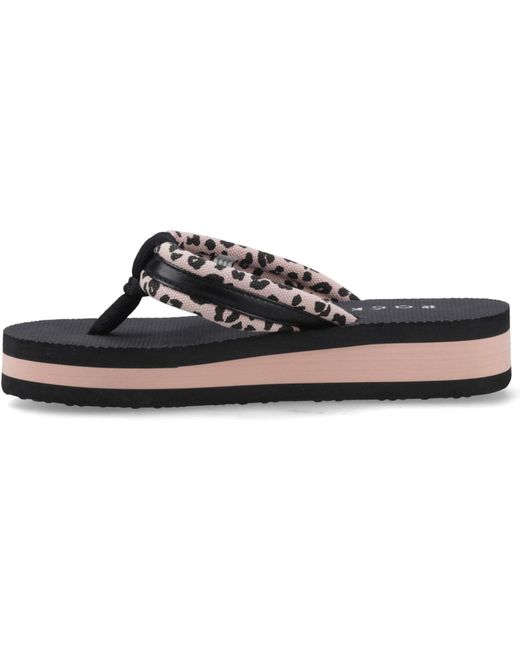 Rocket Dog Blue Monica Leon Leopard Textile Light Flip Flops