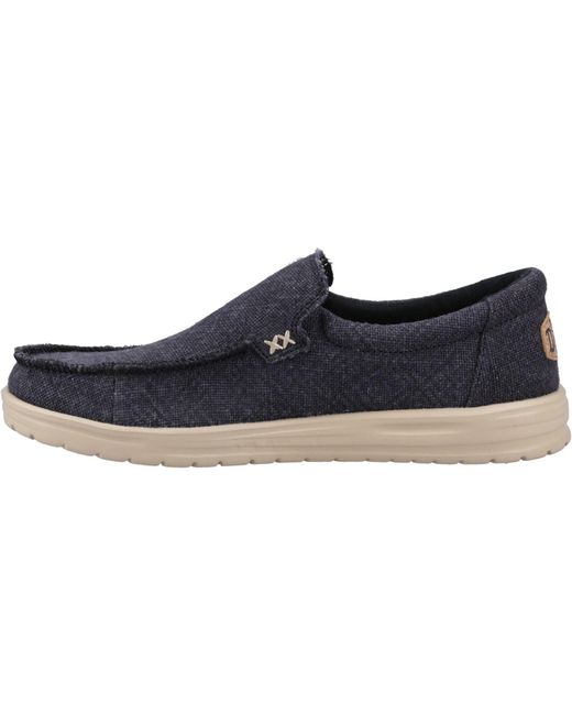 HeyDude Blue Mikka Jute Linen /Irish Cream Moccasins Shoes for men