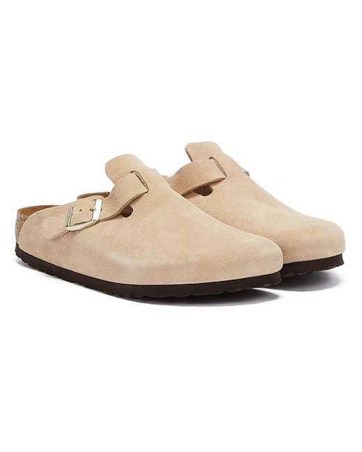 Birkenstock Boston Soft Footbed Nude Clogs in Natural | Lyst UK