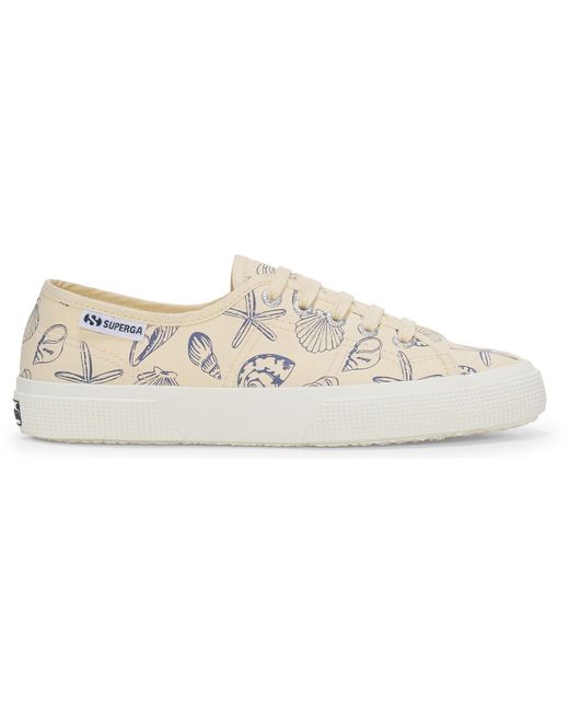 Superga Natural 3750 Seashells Print Cotton Trainers