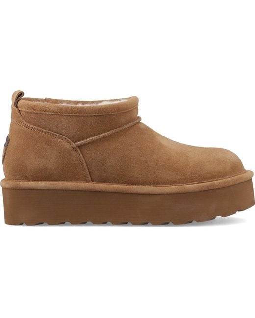 BEARPAW Brown Retro Super Shorty Suede Hickory Winter Ankle Boots