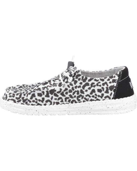 HeyDude White Wendy Leopard Cotton Blend Shoes