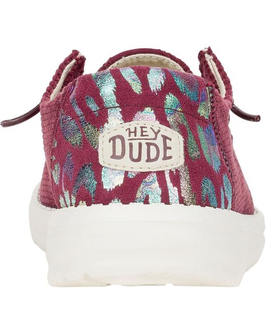 HeyDude Purple Wendy Corduroy Leo Synthetic Burgundy Shoes