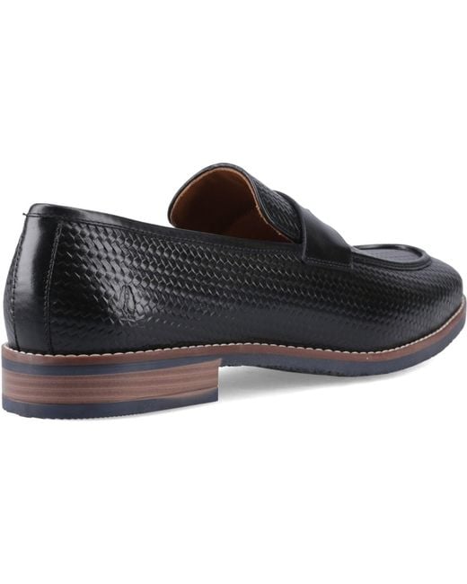 Hush Puppies Black Mitchell Leather Loafers for men