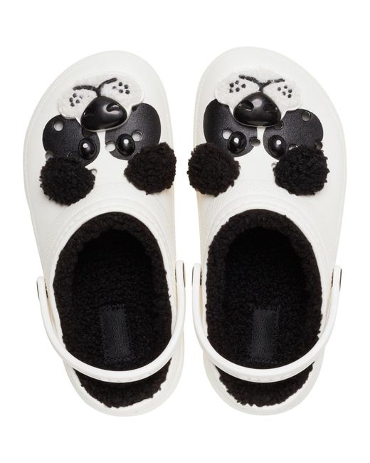 CROCSTM White Classic Lined Fun Lab Synthetic Panda Clogs