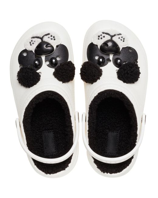 CROCSTM White Classic Lined Fun Lab Synthetic Panda Clogs