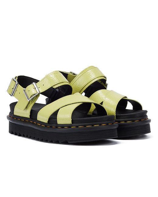 Dr. Martens Green Voss Ii Distressed Patent Women's Lime Sandals