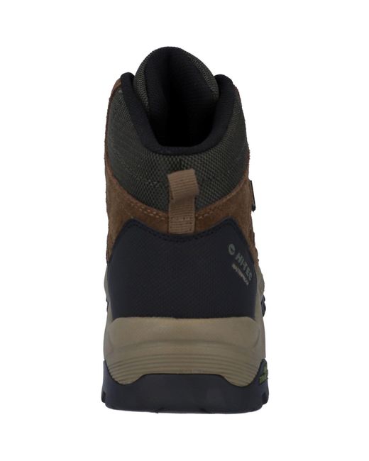 Hi-tec Black Bandera Expedition Mid Wide Leather Smokey/Khaki Hiking Boots for men