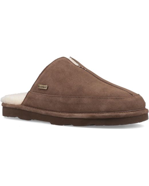 BEARPAW Brown Walker Suede Earth Slippers for men