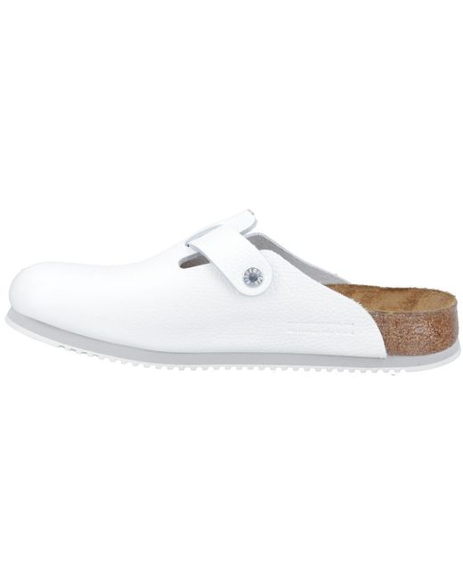 Birkenstock White Boston Leather Clogs for men