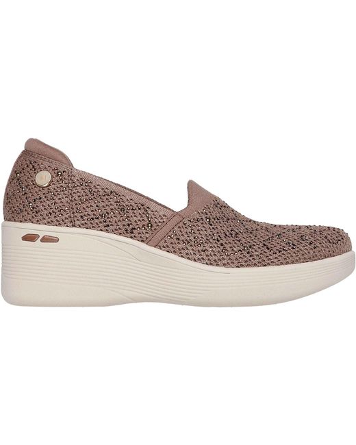 Skechers Gray Pier-Lite My Reflection Polyester Mocha Trainers
