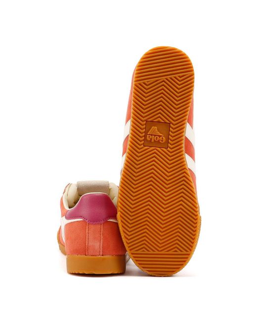 Gola Orange Elan Suede Hot Coral/Off/ Fuchsia Trainers
