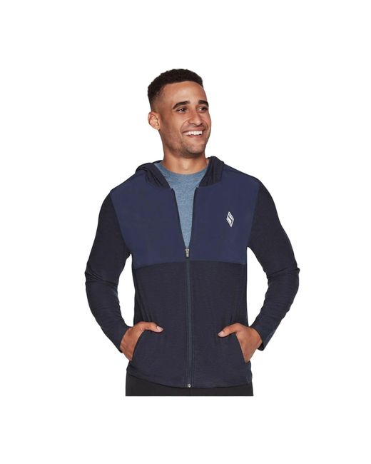 Skechers Blue Skech-Knits Ultra Go Lite Full Polyester Hooded Sweatshirt for men