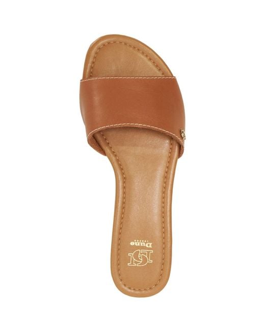Dune Brown Lino Leather Sandals