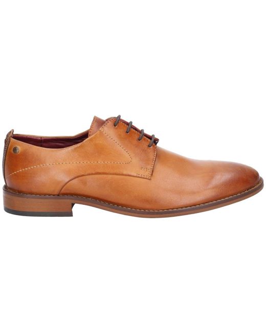 Base London Brown Script Washed Leather Oxford Shoes for men