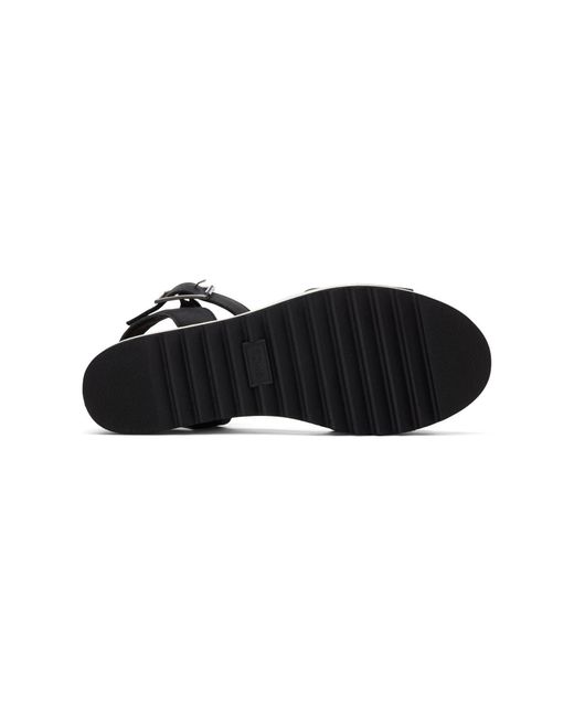TOMS Black Diana Leather Wedges