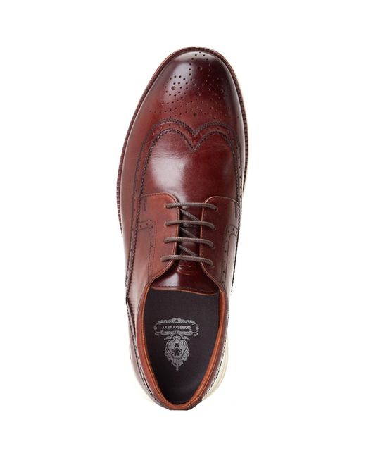 Base London Red Flight Leather Burnt Brogues Shoes for men
