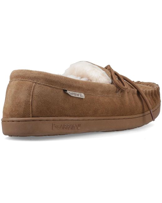 BEARPAW Brown Moc Ii Suede Hickory Slippers for men