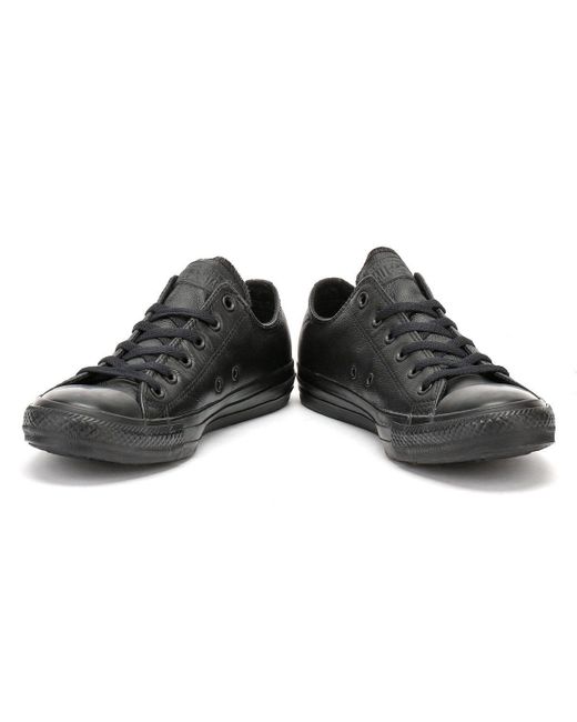 converse black leather trainers