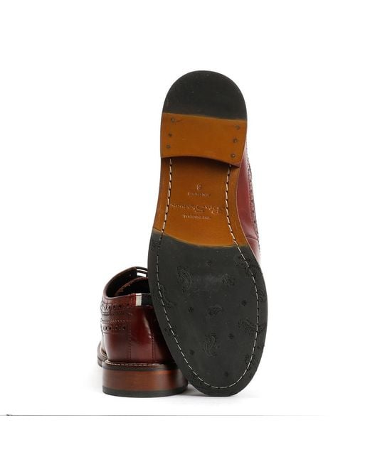 Ben Sherman Brown Archie Brogue Leather Burgundy Lace-Up Shoes for men