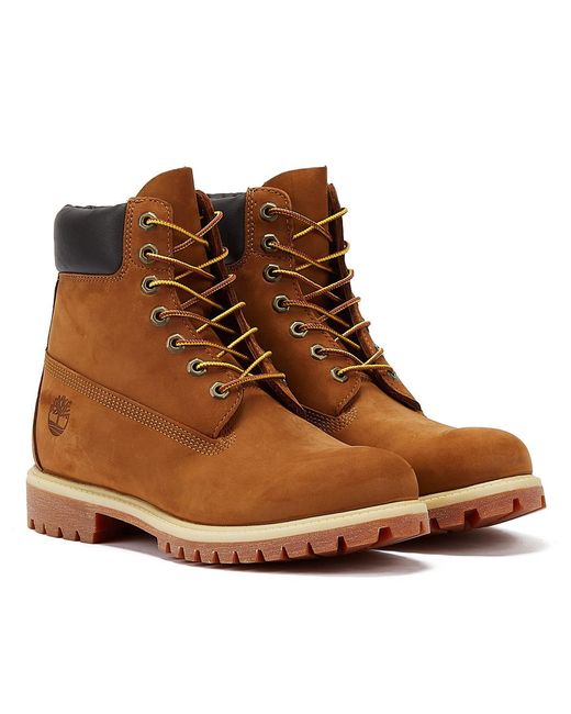 Timberland Brown Premium Waterproof 6 Inch Boot Rust Nubuck for men