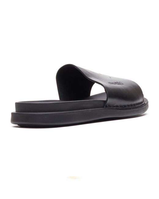 Base London Gray Albany Leather Slides for men