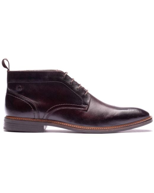 Base London Purple Belgrave Leather Washed Ankle Boots for men