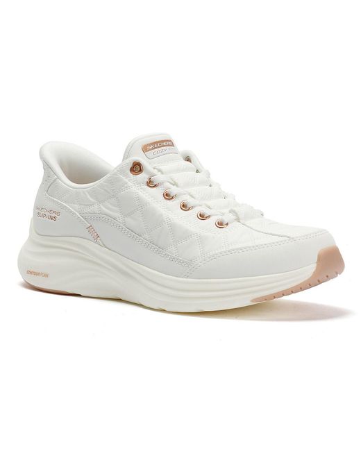 Skechers White Slip-Ins Contour Foam Cozy Fit Trainers