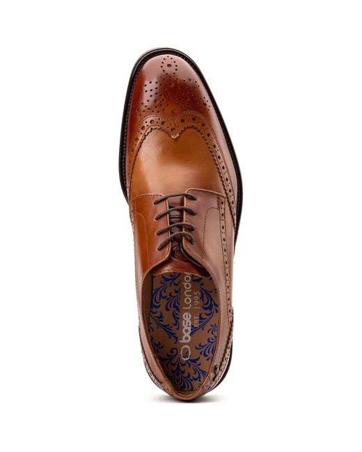Base London Brown Pocket Leather Brogues Shoes for men