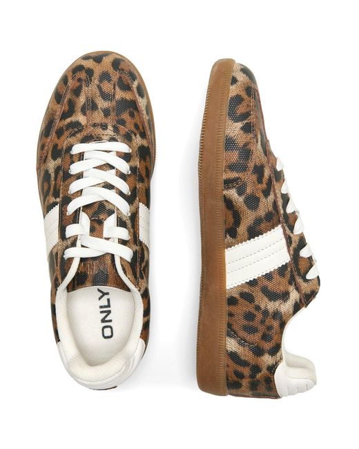 ONLY Brown Amber Synthetic Sand/Leopard Trainers