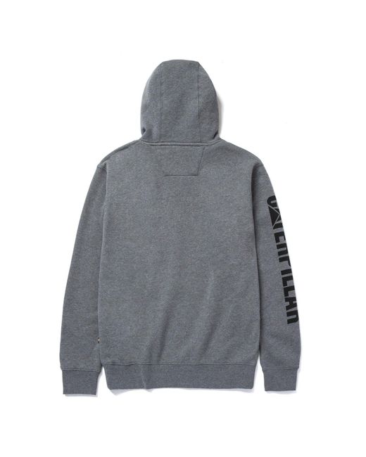 Caterpillar Gray Trademark Banner Cotton Hooded Sweatshirt for men