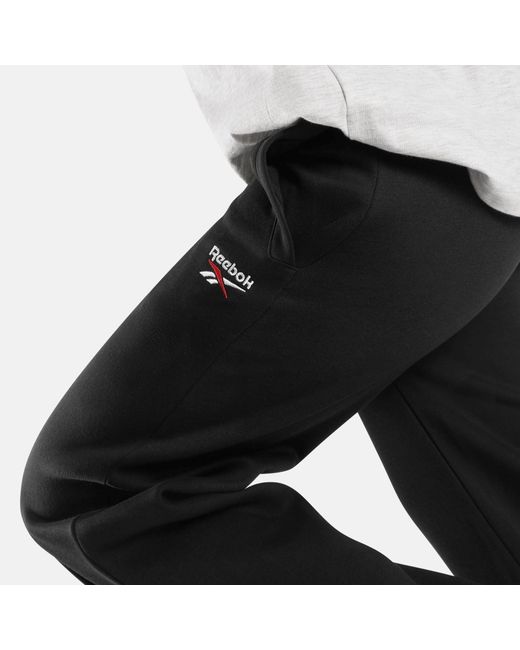 Reebok Black Id 2-Col Logo Wide Leg Pants Cotton Sweatpants