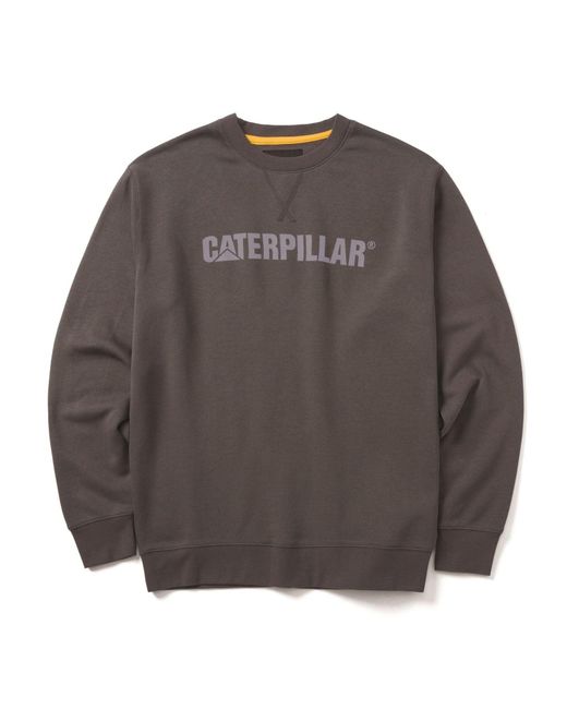 Caterpillar Gray Midweight Crewneck Cotton Sweatshirt for men